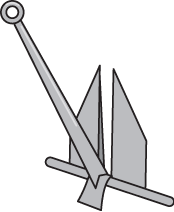 Drawing of a Danforth plow anchor, types of boat anchors concept. 