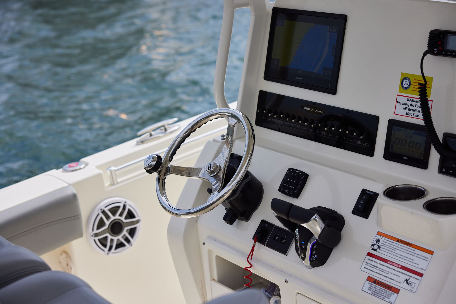 Close-up of a boat bridge, parts of boats terminology concept. 