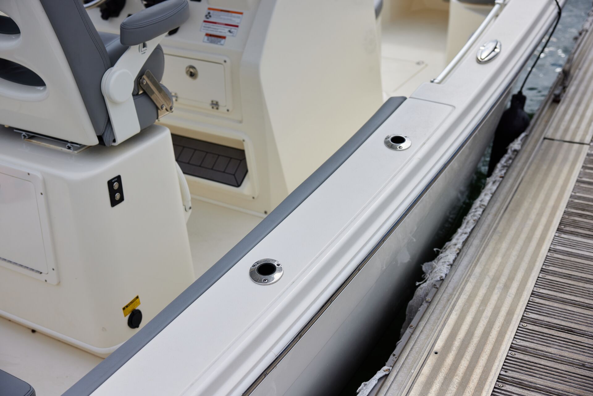 Close-up of a boat gunwale, learning the parts of boats terminology. 